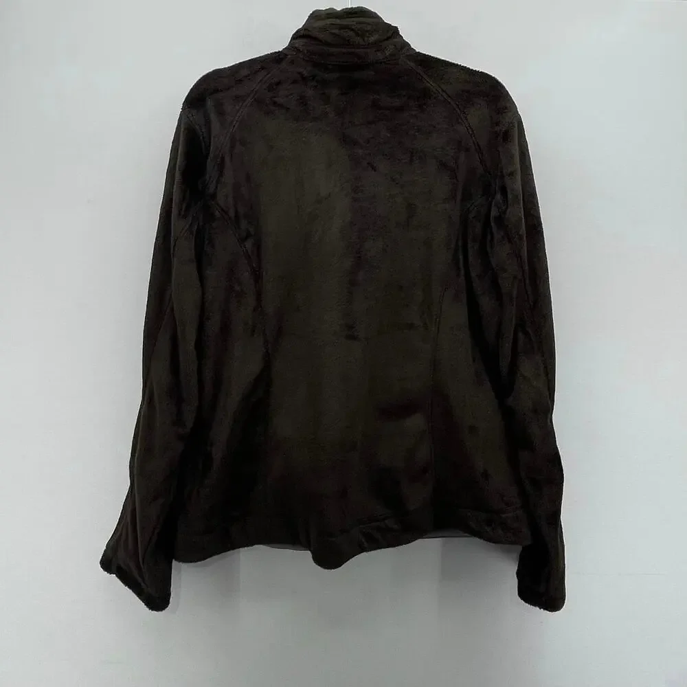 Lands‎ End Fleece Jacket Womens XL Chocolate Brown Full Zip Cozy Comfort Quality